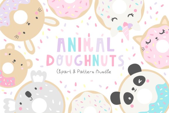 Animal Doughnuts Pattern and Graphic Set: Sprinkled with Charm