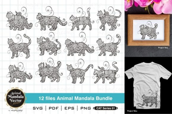 Animal Mandala Bundle, Cat Series 01: Digital Art for Creatives