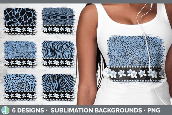 Blue Animal Print Distressed Background: A Sublimation Bundle