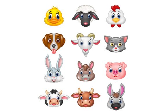 Cartoon Animal Head Vector Set: Whimsical Design Assets for Every Project