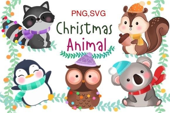 Christmas Animal Cartoon: Unwrap Festive Design Joy