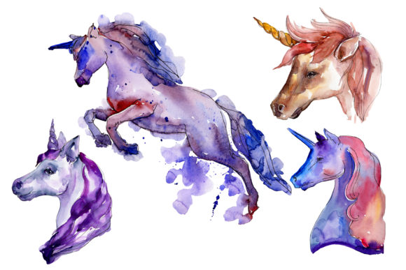 Enchanting Designs with Unicorn Animal World Watercolor Assets