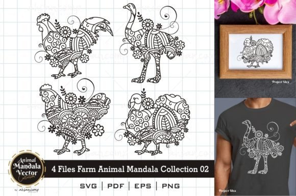 Farm Animal Mandala Collection 02: Creative Design Assets