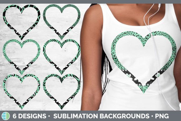 Green Animal Print Heart Frame Clipart: Creative Design Assets