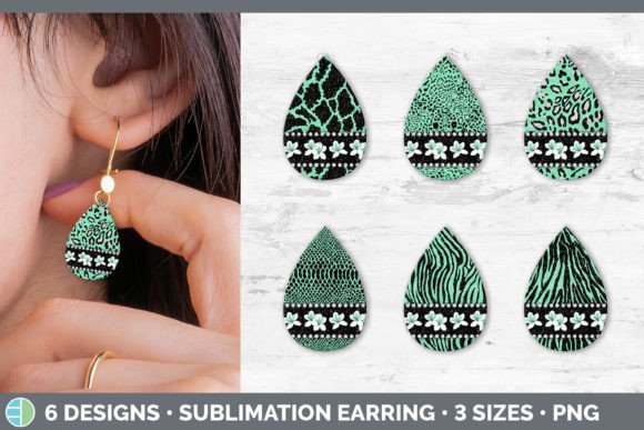 Green Animal Print Teardrop Earring: A Sublimation Design Essential