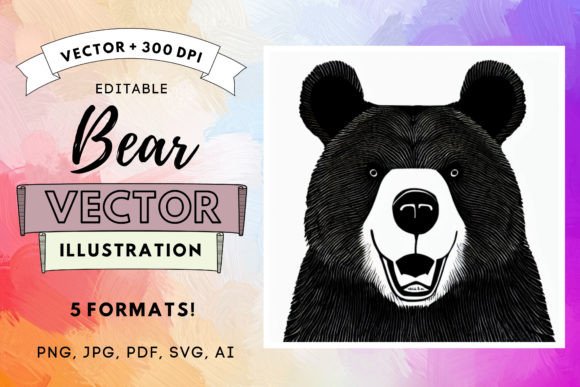 Nursery Animal Bear Illustration 300dpi: Essential Design Asset