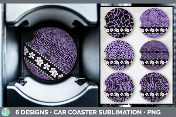 Purple Animal Print Car Coaster: Bold Style for Branding