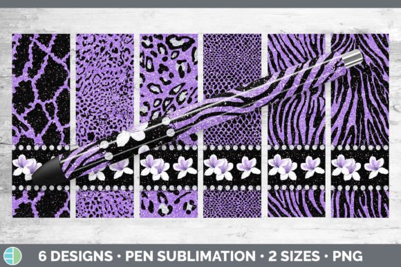 Purple Animal Print Pen Wraps | Flower E: A Designer's Sublimation Asset