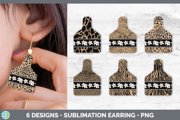 Tan Animal Print Cow Tag Earring | Subli