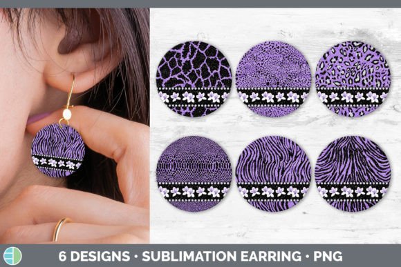 Unleash Wild Style: Purple Animal Print Round Earring | Subl