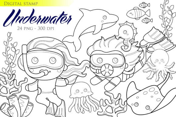 Unlocking Playful Designs with Kids Underwater & Animal Digital Stamps