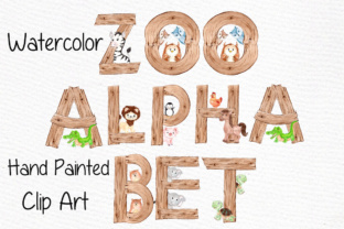 Watercolor Zoo Animal Alphabet Clipart for Designers