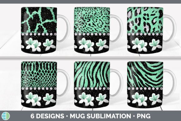Wild Elegance: The Green Animal Print Mug Sublimation | Flo Bundle